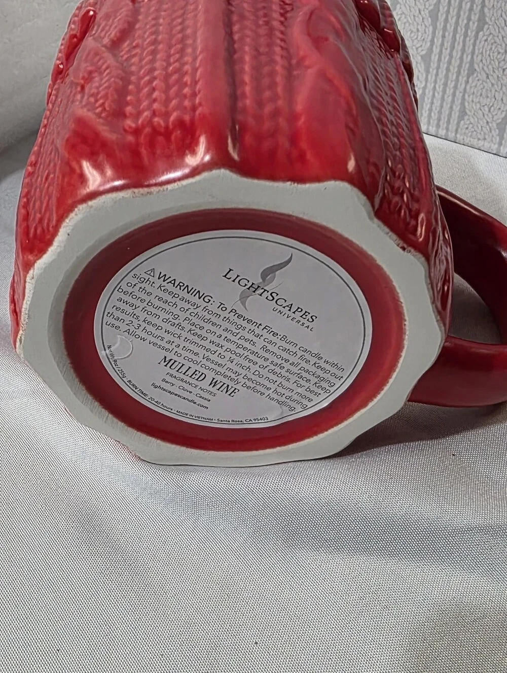 Lightscapes Universal Mulled Wine Sweater Mug Red Candle New In Box Holiday